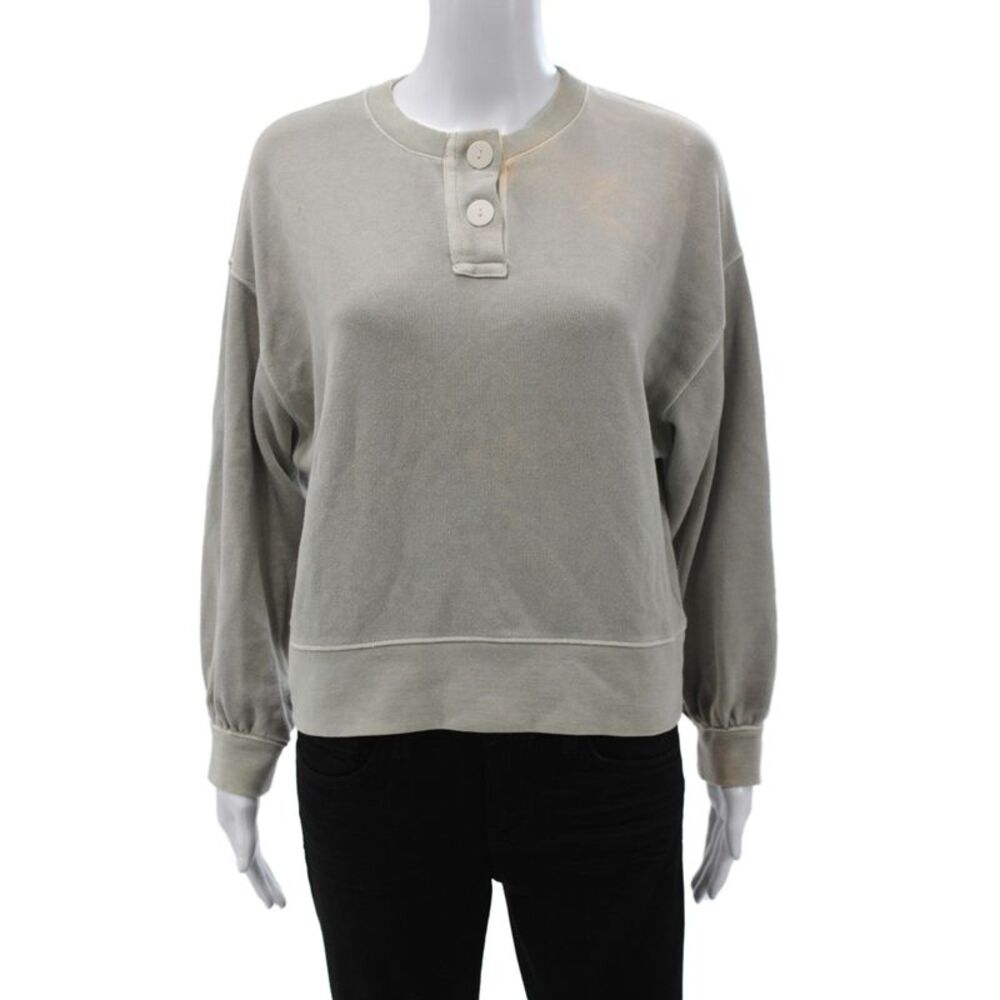Rails Womens Basic Henley T-Shirt Gray Long Sleeve Cotton Size XS